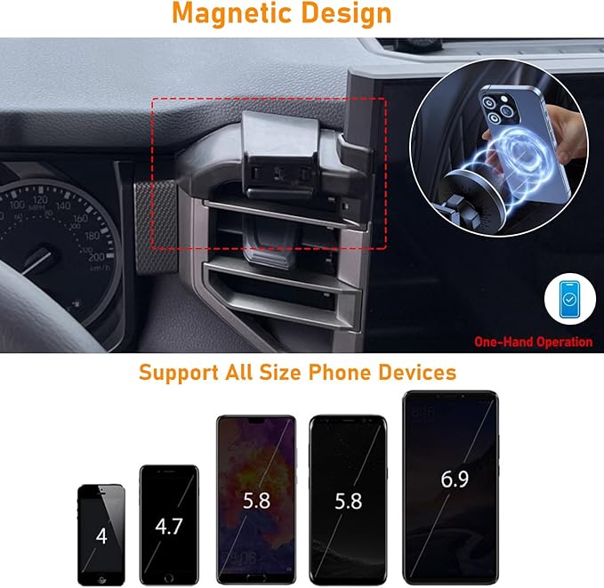 Compatible with Toyota Tundra Phone Holder 2022-2024 for Air Vent,3rd Gen Tundra/Sequoia Phone Mount Magnetic Navigation Bracket Anti-Shake,360 Degree Rotation Tundra Dashboard Cell Mount,Black