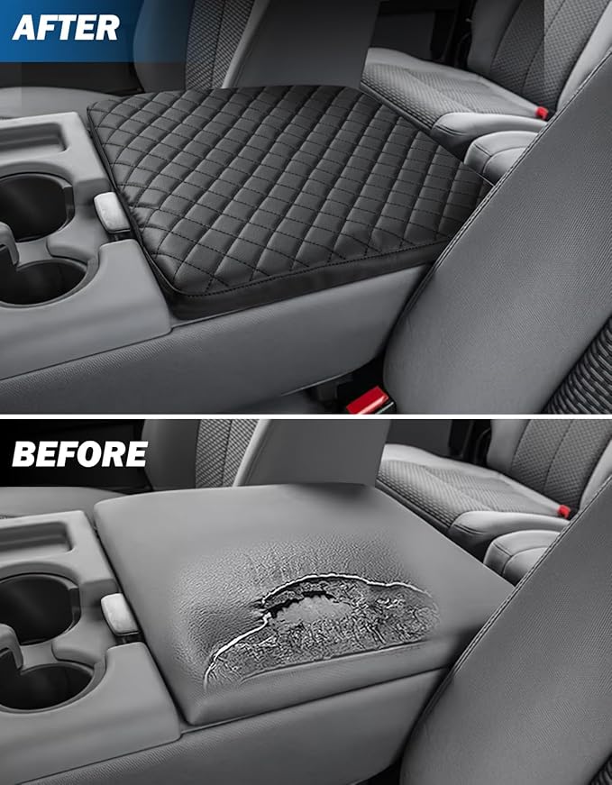 JOYTUTUS Center Console Cover Compatible with 2011-2016 Ford F250 F350 F450, 2011-2014 F150 with Jump Seat Console, Leather Armrest Cover Center Console Cushion (Jump Seat Only)