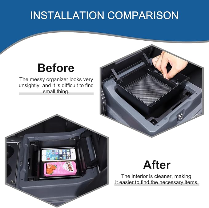 Car Armrest Storage Box Tray Compatible with INEOS Grenadier 2022 2023 2024 2025 2026 Center Console Armrest Organizer Storage Box Tray With Anti-Slip Mat ABS Accessories