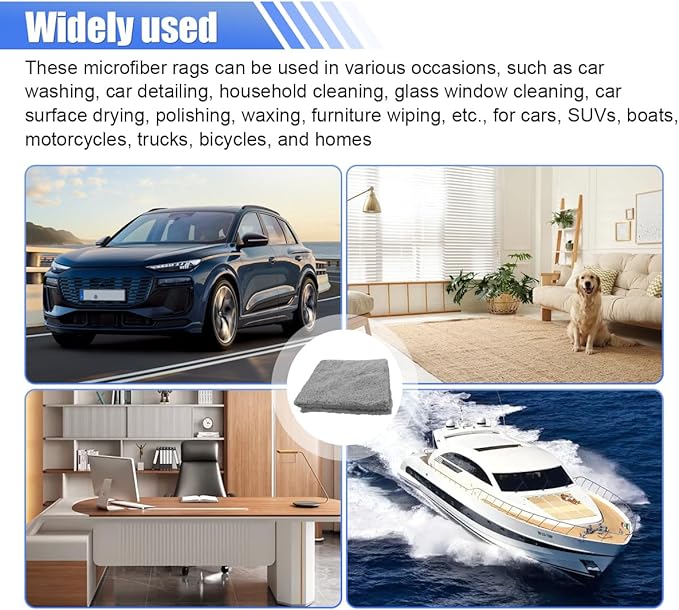 6PCS Car Drying Towel, 16" × 15" Double Sided Microfiber Towels for Cars Detailing, Absorbent Extra Large Cleaning Cloth, 450 GSM Car Detailing Wash Towels for Cars, Trucks, SUVs (Grey)