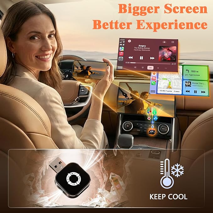 4 in 1 Wireless CarPlay Adapter with Screen Mirroring – Supports Apple CarPlay & Android Auto & AirPlay & MirrorLink, 2026 Upgraded screen mirroring dongle for car, USB-A/USB-C Connection, Plug & Play