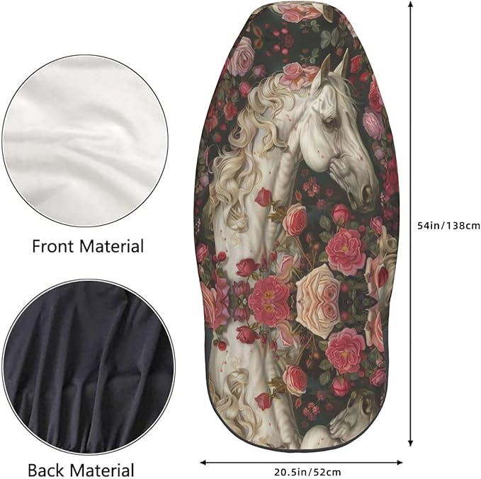 Delerain Car Seat Covers Set 2Pcs, Rose White Horse Universal Front Car Seats Vehicle Enterior Protector Suitable Fits Most Car Auto SUV Sedan Truck