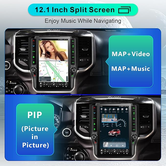 8 Cores 6+128G Radio Upgrade, 2019-2024 for Dodge Ram 1500 2500 3500 Truck Radio Upgrade,12.1 inch Vertical Touchscreen Support Wireless CarPlay Android Auto GPS Bluetooth FM SWC(Inches, 12.1)