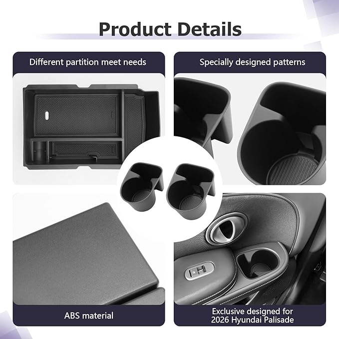 LUWU 2026 Palisade Accessories Rear Row Car Door Side Cup Holder Compatible with 2026 Palisade (SE/SEL/XRT PRO/Limited/Calligraphy) Interior Accessories TPE Material Cup Holder Insert 2-Pack