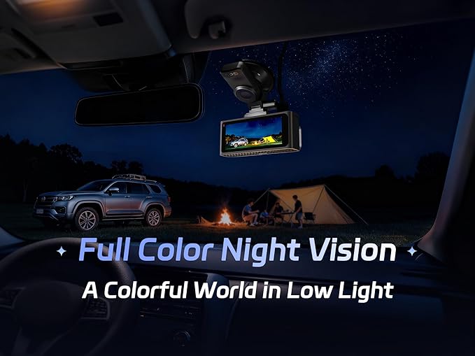 Pelsee S3 Touch 4K Dash Cam Front and Rear, STARVIS 2 Sensor, STARLIT™ Full Color Night Vision, 128GB Card, WiFi 6, ADAS, Dash Camera for Cars with 3.39"IPS Screen, Voice Control, 24H Parking Mode GPS