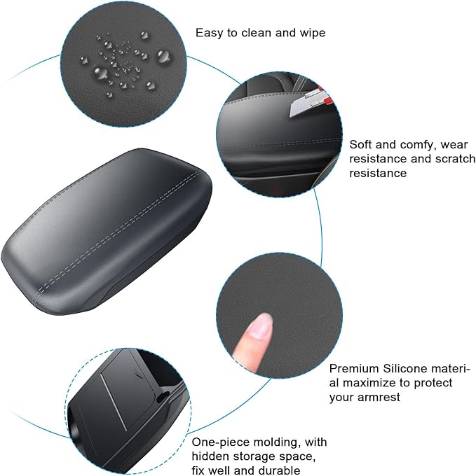 SXCY for 2024 2025 2026 Ford Ranger Armrest Cover (w/Privacy Storage) for 2024 2025 2026 Ford Ranger XL/XLT/Lariat/Raptor Accessories 2025 2026 Ranger Center Console Cover Silicone Full Cover