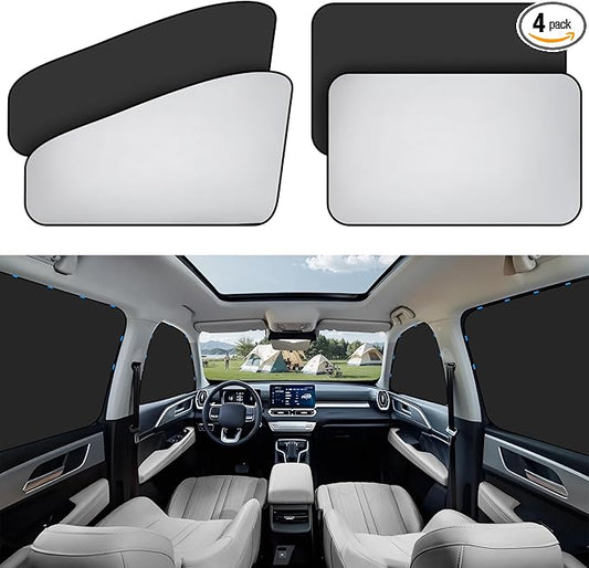 Zatooto Car Window Sun Shade - Blackout Shade for Side Windows, Protects Privacy, Reflects Sunlight, Reversible, Universal Fit, Silver