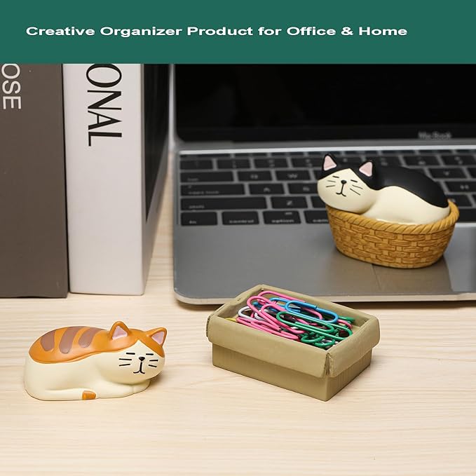 Miniature Cat Figurine kit Mini Resin Statue for Office Desk Figurine Organizer for Nightstand Garden Fairy Accessories Deco Car Dashboard Gift for Cat Lovers