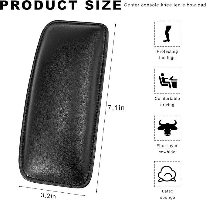 2PCS Car Center Console Knee Leg Elbow Cushion Pad, Soft Leather Auto Armrest Pillow Thigh Support with Memory Foam, Universal Door Arm Rest Pad Knee Cushion Relieves Fatigue
