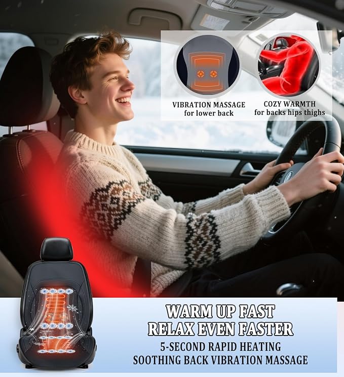 2026 Upgraded 3-in-1 Cooling Car Seat Cover with Climate Control & Massage, 12V Ventilated Cooling Seat Cushion for Summer, Universal Fit for Car SUV Truck Front Seat (black2)