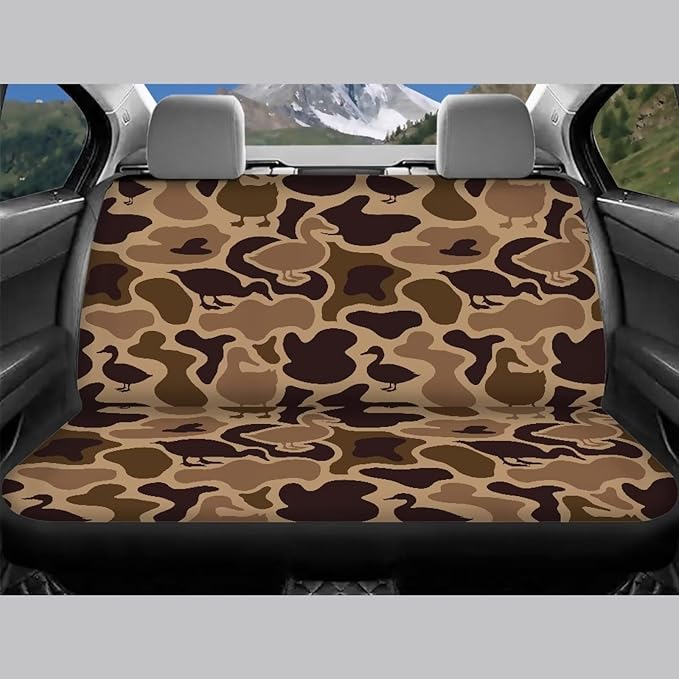KEIAHUAN Duck Camo Hunting Car Seat Cover 4PCS Front Seat Covers and Split Rear Bench Seat Covers Soft Auto Interior Accessories Decor Universal Fits for Most SUV Truck Van