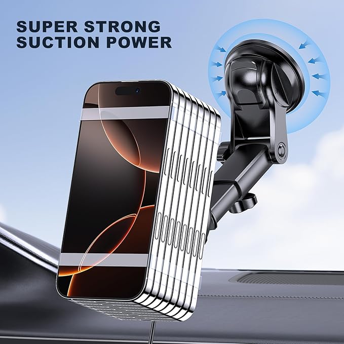 MOKPR for Mag-Safe Car Mount Charger, Magnetic Phone Holder for Your Car Charger Dash Windshield Vent Magnetic Wireless Car Charger Mount for iPhone 17 16 15 14 13 12