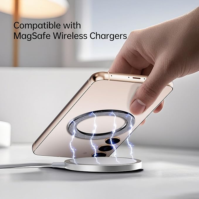 PZOZ A/B Dual-Sided (1 Set) Magnetic Ring Sticker for MagSafe iPhone 16 Holder Phone Case Suction Cup Wireless Charger Car Mount Bathroom Kitchen, for iPhone 15 14 13 12 Pro Max, Samsung (Black)