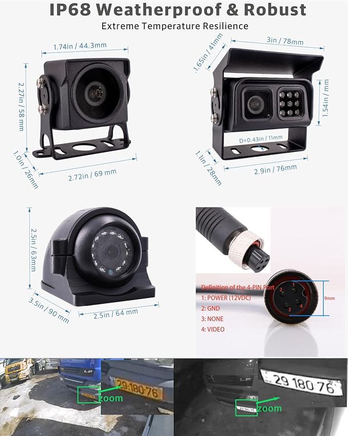 JOINLGO 4 Channel 256GB 1080P AHD HD Mobile Vehicle Car DVR Black Box Video Recorder Kit with 4pcs Waterproof Side Rear View Backup Night Vision Metal IR 2.0MP Car Camera 7" HD Car Monitor