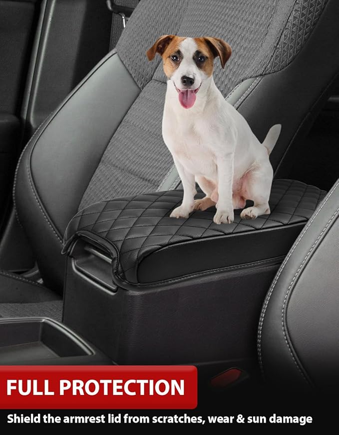 KBH Center Console Armrest Cover for Toyota Camry 2012 2013 2014 2015 2016 2017, Vinyl Leather Trim, Car Arm Rest Cushion Pad Protective Covering, Anti-Scratch, Black