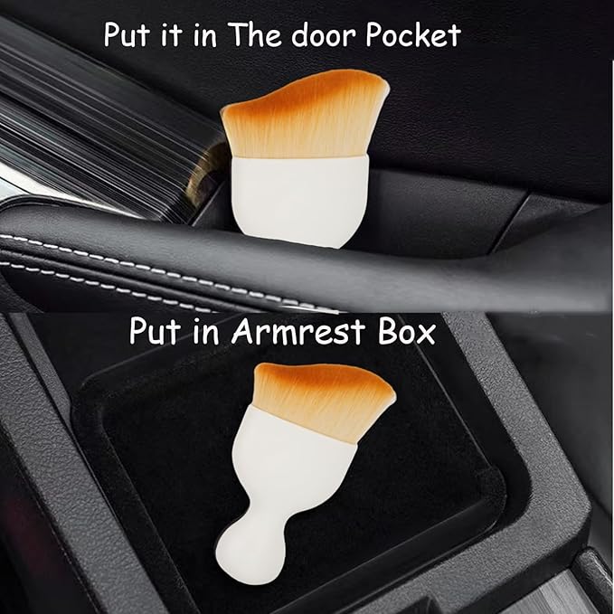 Car Interior Detailing Brush, Curved Dirt Dust Collectors, Car Interior Brush Car Cleaning Brush for Automotive Dashboard Interior Exterior, Skylight, Leather(White 2Pcs)