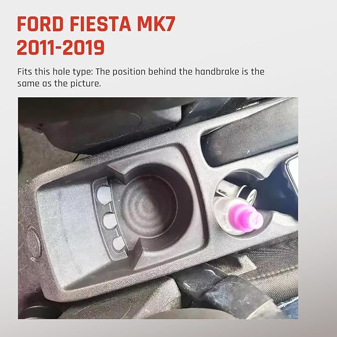 YJYWZH Car Armrest Box Fit for Ford Fiesta 3 2011-2019 MK7 Accessories Center Console Cup Holder Double Layer Storage Organizer Box with 2 USB Fast Charging Ports, Red Stitches