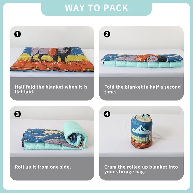 zzlamb Camping Blanket for Cold Weather,Outdoor Puffy Blanket Portable Down Alternative,Windproof Warm Cloak with Snaps,Cozy Quilt Backpacking Picnic RV Travel Plane Car Hammock Beach Climbing