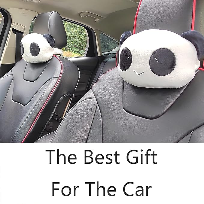 Sexysamba Car Headrest Pillow,Cartoon Neck Pillow for Car,Comfortable Soft Car Seat Pillow for Driving,Head Rest Cushion,Cute Neck Pillow for Travelling and Home 2Pcs (Happy Panda)