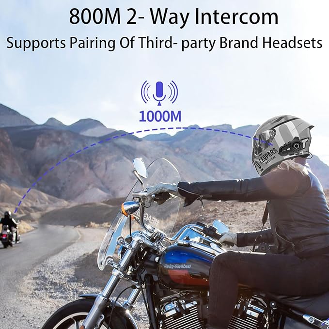 EuroFone S2 Motorcycle Bluetooth Headset 5.1-1 Pack Waterproof Helmet Headsets with Dual Mics for Rider Intercom | Sunscreen Dustproof BT Speakers for Motorcycle Accessories（1PCS