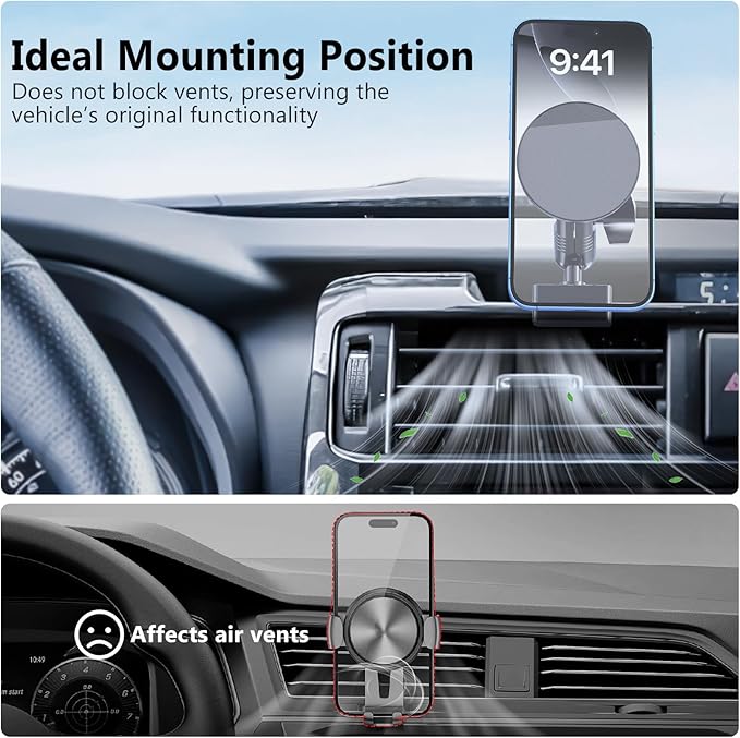 DIAMOOKY Metal Ultra Magnetic Phone Mount for Toyota 4Runner 2024 2023 2022 2021 2020-2010 5th Gen 4runner Accessories Dash Cell Phone Holder Adjustable Phone Stand Fit for All Smartphone for MagSafe