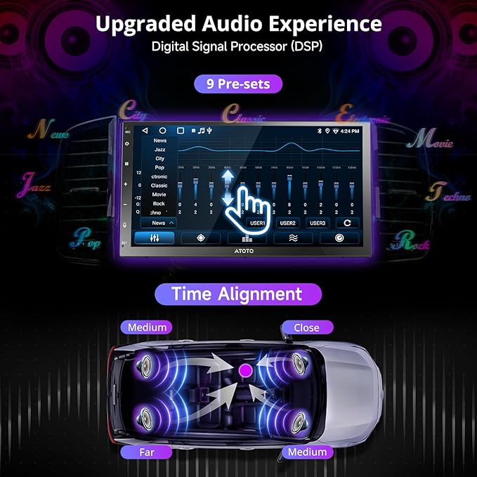 ATOTO A5L Android Double DIN Car Stereo Wireless CarPlay & Wireless Android Auto, 7 Inch Car Radio in-Dash GPS Navigation, Wi-Fi/BT/USB Tethering, 24EQ, Built-in AMP, HD LRV, Backup Camera
