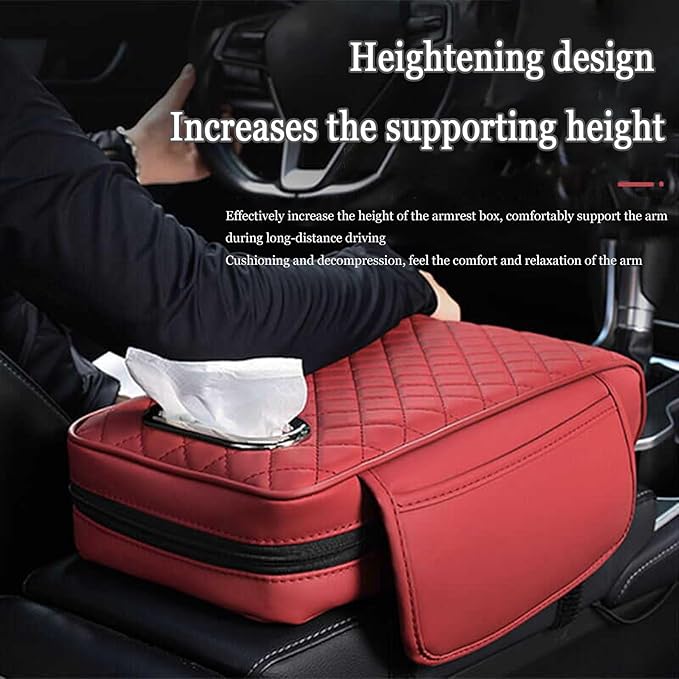 Car Center Console Cover for Lexus RX SUV RX 300 /RX 350 /RX 350L /RX 350 L F/RX 450h /RX 450hL, Leather Car Arm Rest Cover, Car Armrest Cushion with 2 Storage Bags Car Center Console Armrest Pad