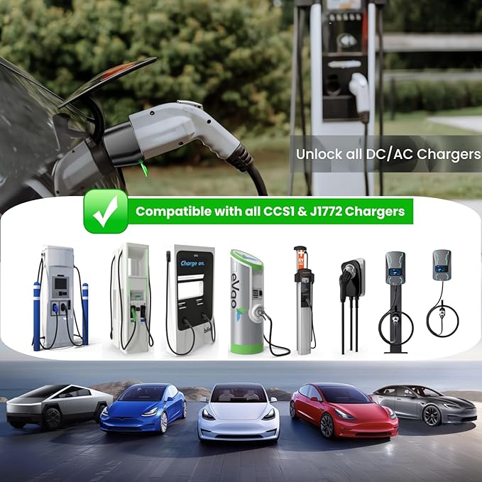 CCS & J1772 to Tesla Adapter for Model 3/S/X/Y/Cybertrunk,AC+ DC 2 in 1 Adapter to Tesla NACS Battery Charger Accessories, Fast Charging for Level 1 2 3 Charging Station with CCS1 & J1772 Plug
