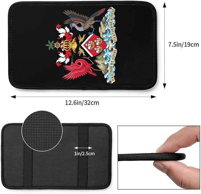 SEAEAGLE National Emblem of Trinidad and Tobago Car handrail Box Cushion Vehicle Center Console Armrest Cover Pad Soft Comfort Universal Fit