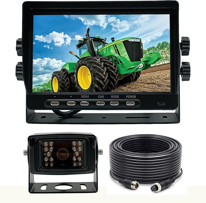 AHD 1080P, 7" Wired Monitor Rear View Reverse Backup Night Vision Camera System, Waterproof IP 69k Camera for Agriculture Farm Tractor, Truck, Forklift, Heavy Equipment, Excavator, Skid Steer