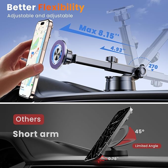 for MagSafe Magnetic Phone Holder for Car [2026 Upgraded Strongest Magnet] Car Mount Cell Stand for Dashboard Windshield Vent Compatible with iPhone 17/16/15/14/13/12 Android etc-Purple