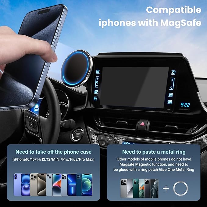 Car Phone Holder Fit for Toyota CHR/CH-R 2019 2020 2021 2022- for MagSafe Magnetic Cell Phone Mount for chr Accessories 8 inch Touchscreen -Cradles Strong Magnets for iPhone
