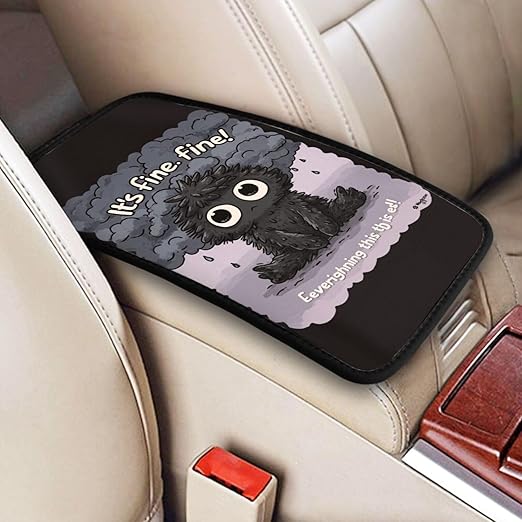 Adorable Little Black Monster Car Auto Armrest Cushion Cover Accessories Center Console Seat Box Pad Protector Universal Decoration for Most Vehicle SUV Truck