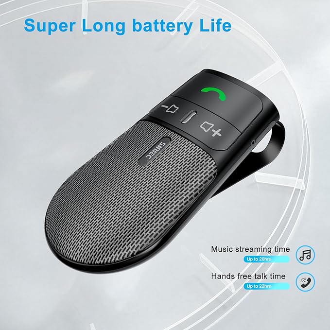 Hands-Free Bluetooth Speaker for Car: Handsfree Wireless Speaker Kit for Cell Phone in Car - Support Auto Power On Siri Google Voice Assistant with Mic Compatible with Samsung Android iPhone