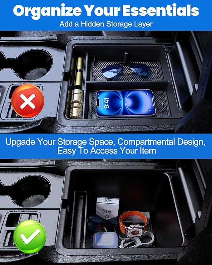 3PCS Center Console Organizer Set Accessories Compatible with Honda Pilot 2023–2026 & Honda Passport 2026 – Includes Dash Tray, Hidden Storage Box & Center Console Divider, Keep Your Cabin Neat