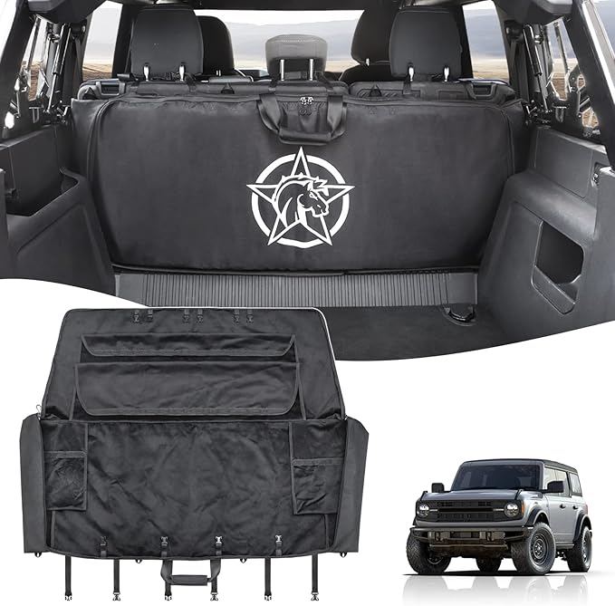 Soft Top Window Organizer Storage Bag Protection Compatible With For Ford Bronco 2021 2022 2023 2024 2025 4 Door Plush Multi-Layer Soft-Top Window Protector Bag（Black）