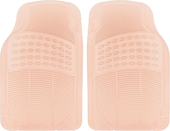 Carbella Automotive Floor Mats for Cars, 2 Piece Car Floor Mats Peach Pink Translucent, Trim-to-Fit All Weather Clear Car Mats for Auto Truck Van SUV, Car Accessories for Women