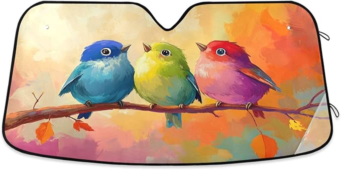 xigua Three Birds Car Windshield Sunshade Foldable Front Window Sun Visor Protector for Car,SUV,Truck - Keep Vehicle Cool,55 x 27.6 Inch