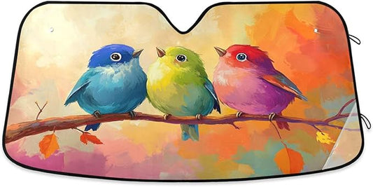 xigua Three Birds Car Windshield Sunshade Foldable Front Window Sun Visor Protector for Car,SUV,Truck - Keep Vehicle Cool,55 x 27.6 Inch