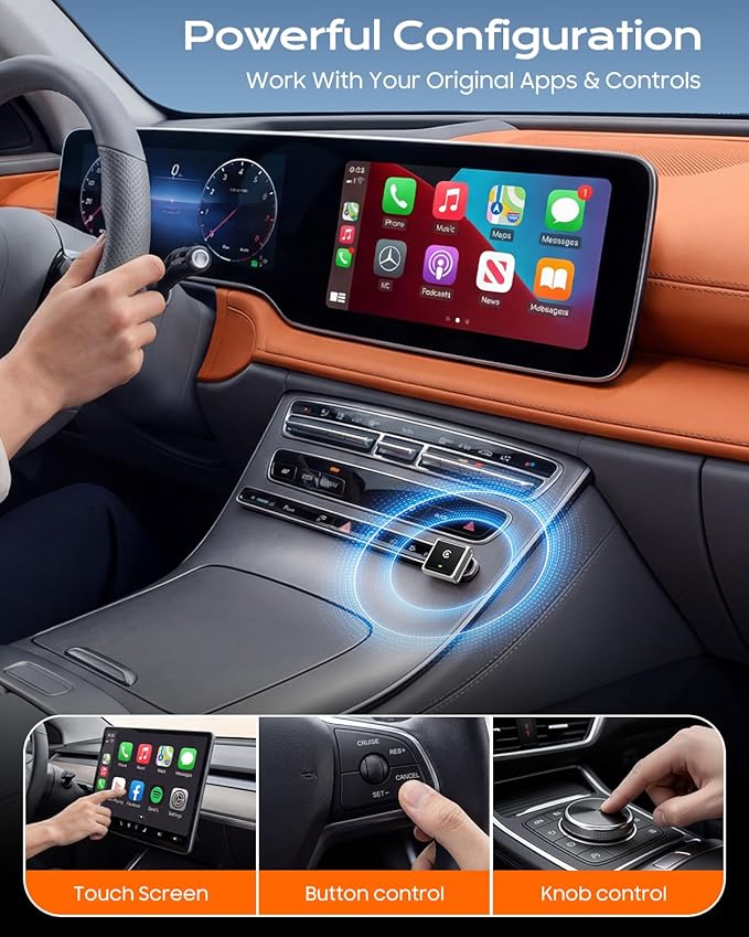Houflody Wireless CarPlay Adapter for Apple iPhone iOS 10+, (2026 Upgrade) Mini Aluminium CarPlay Adapter Converts Wired to Wireless, Plug & Play, Auto Connect Fast and Stable, with USB-C, Silver