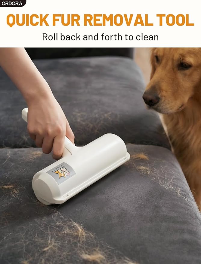 ORDORA Pet Hair Removal Tool: Reusable Lint Roller for Pet Hair - Portable Pet Hair Remover - Dog and Cat Hair Remover for Couch, Bedding, Car, Rugs & Furniture, Eco-Friendly, for Multi-Pet Homes