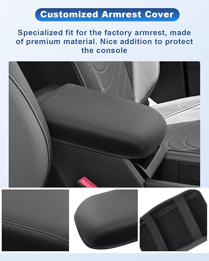 CDEFG for 2025 2026 VW Tiguan Center Console Cover, for 2025 2026 Volkswagen Tiguan Accessories Armrest Cover 2025 2026 Tiguan Middle Console Pad Arm Rest Cushion Leather Cover
