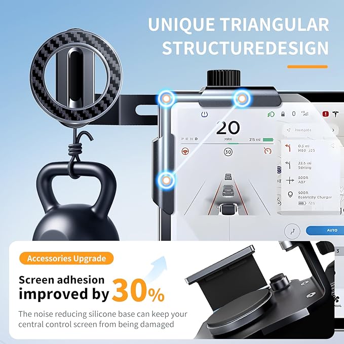 MagSafe Tesla Phone Mount for Model 3/Y/S/X/Cybertruck - Magnetic Car Phone Holder with N52 Strong Magnet 360° Rotatable Alloy Stand Silicone Pad Screen Safe & Universal Fit Obsidian Black