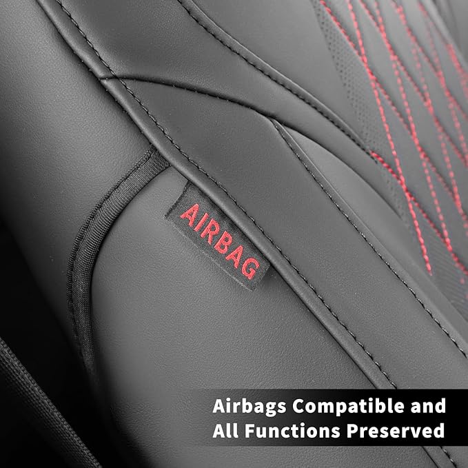 coverdream Forester Seat Covers Custom Fit for 2025 2026 Subaru Forester Base,Limited,Premium,Sport,Touring,Full Coverage,Airbag Compatible,Waterproof Leather Seat Protector(Full Set,Black/Red)