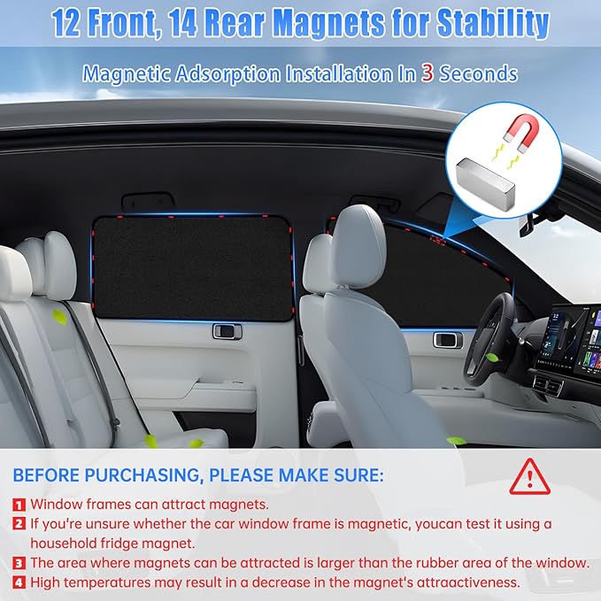 ZATOOTO Suede Car Window Shades 4PCS - Car Window Covers for Ultimate Privacy, UV Protection, and Heat Insulation, Side Window Sun Shade Perfect for Camping, Travel, Baby Safety, and Daily Use