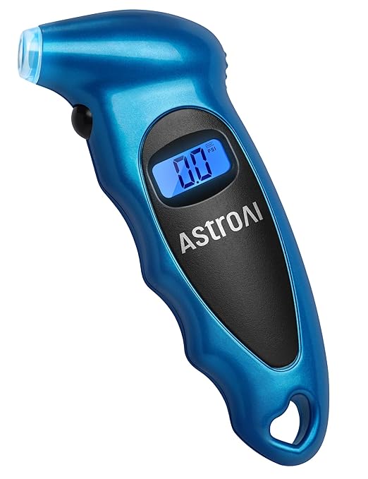 AstroAI Digital Tire Pressure Gauge 0-150PSI Calibrated to ANSI B40.7 +/-1PSI, Accurate in 0.1 Increments, Tire Repair Tools 4 Pressure Measurements for Car Truck with Backlight LCD, Blue