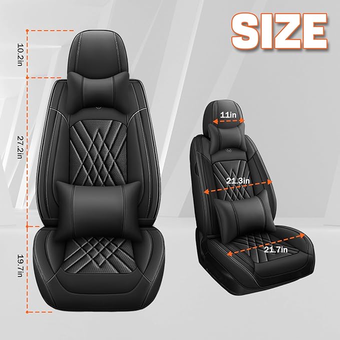 Car Seat Covers Compatible with Toyota Camry 2012-2026 Durable Waterproof Automotive Seat Covers Stretchable, Airbag Compatibility, Premium Nappa Leather(Black, 2 Pcs Front with Pillow)