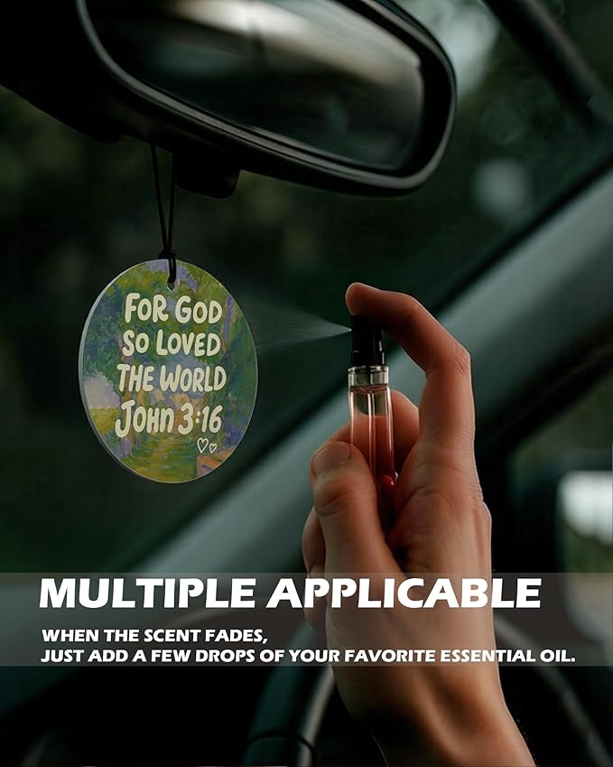 Jesus Christian Round Citrus Car Air Freshener 4 Pcs, Colorful Floral Religious Hanging Air Freshener for Cars Bathroom Dorm Books Decor, Jesus Christian Accessories Gifts for Women Men