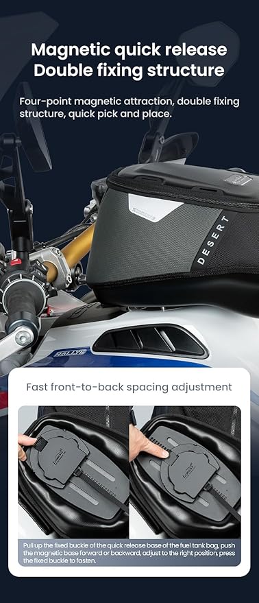 Loboo Motorcycle Tank Bag Expandable Motorcycle Bag, Magnetic Suction Quick Release ，Compatible With CFMOTO 400GT 450SR 450NK 650 GT 700CL-X 800MT 800NK