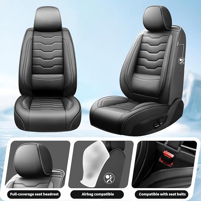 Fit Tucson Car Seat Covers Premium Leather for Hyundai Tucson 2010-2025 2026. Waterproof， Breathable, Scratch-Resistant & All-Weather Seat Cushion Protector (Front Seat, Black)